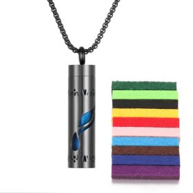 Aromatherapy Pendant Perfume Bottle Essential Oil Titanium Steel (Option: 15Black  10 cotton pads)