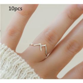 Mountain-shaped Copper Creative Custom Ladies Ring (Option: Silver-10PCS)