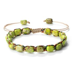 Retro Bohemian Style Hand Weaving Bracelet (Option: Emperor Green Square)