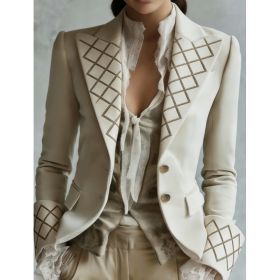 Velvet Pocket Suit With Printed Lapel And Flared Sleeves, Long-sleeved Blazer. (Option: 2 style-5XL)