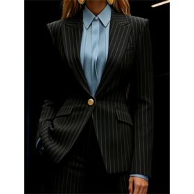 Houndstooth Lapel Slim Fit Suit Jacket For Women, Long Sleeve (Option: Black-M)