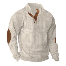 Corduroy Casual Stand Collar Long-sleeved Sweater (Option: Apricot-S)