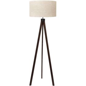 Tripod Floor Lamp Mid Century Modern Standing Lamps For Living Room  Light-Diffusing Linen Shade Premium Rubberwood Tripod With E26 Base  Adding Warmt (Option: Dark brown)