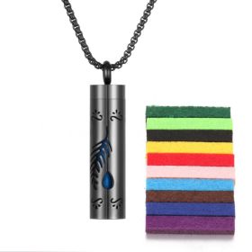 Aromatherapy Pendant Perfume Bottle Essential Oil Titanium Steel (Option: 5Black  10 cotton pads)