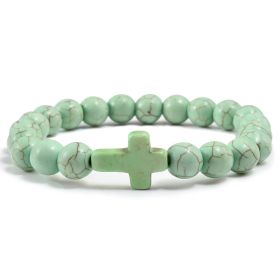 Blue Turquoise Cross Bracelet (Option: Apple green-21cm)