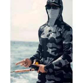 Fishing Hoodie Face Mask Neck Cover Sailing Shirt Summer Men Long Sleeve Sun Protection Hunting Jersey Camisa De Pesca Performance Fish Gear Beach Top (Option: XXXL)