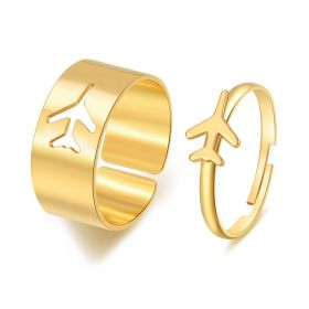 Hot Selling Creative Personality Butterfly 2-Piece Set Ins Same Punk Style Couple Ring (Option: L)