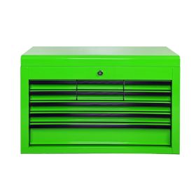 Heavy Duty Metal Tool Box, 24-inch, Portable Metal Tool Box with 9 Drawers, Small Tool Chest with EVA Liners, Ball Bearing Slide Drawers Locking & Pow (Option: Green)