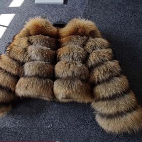 Short Women's Long-sleeved Winter Fur Coat Overcoat (Option: Coon fur-3XL)