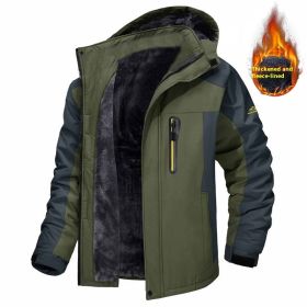 Casual Fleece And Thick Men's Mid-length Coat (Option: Dark Green-XL)