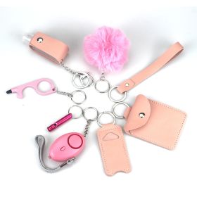 9-piece Keychain Fashion Leather (Option: pink)