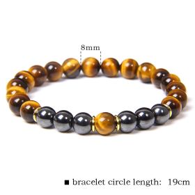 Tiger Eye Stone Bracelet Natural Stone Bracelet (Option: Yellow Tiger-8mm)