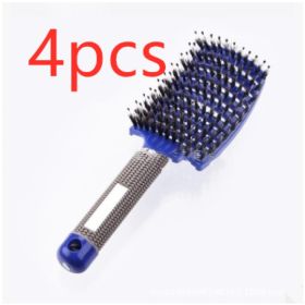Hairbrush Anti Klit Brushy Haarborstel Women Detangler Hair Brush Bristle Nylon Scalp Massage  Teaser Hair Brush Comb (Option: Blue-Brush-4pcs)