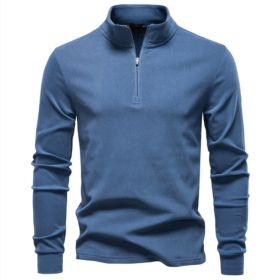 Men's Knitwear Top Half Zipper (Option: Denim Blue-XL)
