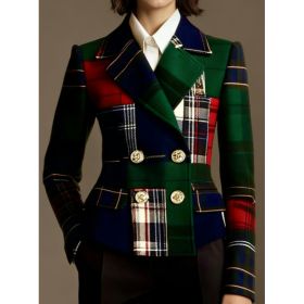 Women's Double-breasted Elegant Suit Jacket (Option: Army Green-L)