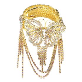Niche Exquisite Fairy Butterfly Tassel Bracelet Rhinestone Arm Chain (Option: Gold)