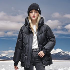 Winter Down Cotton Jacket Korean Loose Thick (Option: Black-M)