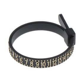 Standard Ring Measuring Ruler Finger Size Measuring Tape With Ring (Option: Black US)