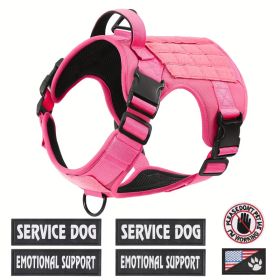 Tactical Pet Chest Service Dog Harness Vest Adjustable Reflective Dog Harness Metal Buckle Hiking Training (Option: Pink-L)