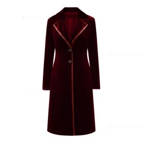 Stylish And Sophisticated Velvet Coat For Women (Option: Wine Red-L)