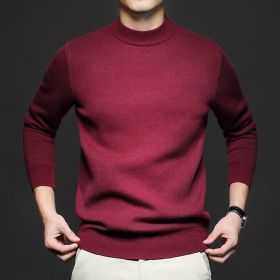 Men's Sweater Worsted Sweater Knitted Long Sleeve (Option: Chateau Red-XXL)