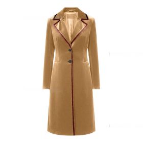 Stylish And Sophisticated Velvet Coat For Women (Option: Khaki-XL)