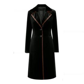 Stylish And Sophisticated Velvet Coat For Women (Option: Black-XL)