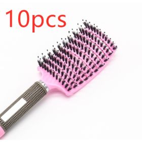 Hairbrush Anti Klit Brushy Haarborstel Women Detangler Hair Brush Bristle Nylon Scalp Massage  Teaser Hair Brush Comb (Option: Pink-Brush-10pcs)