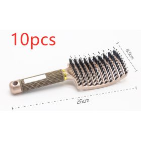 Hairbrush Anti Klit Brushy Haarborstel Women Detangler Hair Brush Bristle Nylon Scalp Massage  Teaser Hair Brush Comb (Option: Gold-Brush-10pcs)