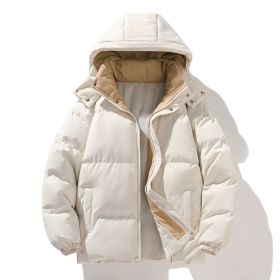Coat Down Cotton Short Fake Two-piece Hooded Couple Wear Thickened (Option: White-S)