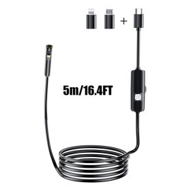 Lighted Endoscope Dual Camera, 1920P HD Endoscope Tool With 8 Adjustable LED Lights, Endoscope With Semi-Rigid Snake Camera, Waterproof 8mm Wide-Angle (Option: 5M)