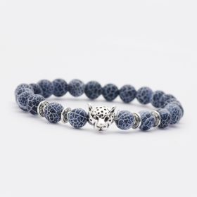 Natural Stone Owl Head Yoga Bracelet (Option: 2-Leopard)