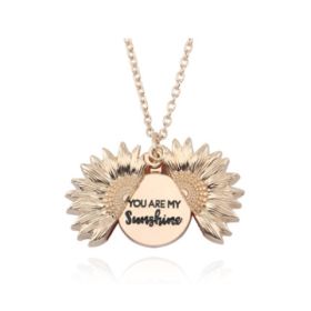 Sunflower Double Lettering Necklace (Option: Rose Gold)