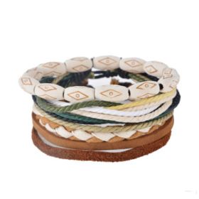 Leather Bracelet Men Multilayer Bead Bracelet Punk Wrap Bracelets for Women Vintage punk Men Jewelry (Option: 8)