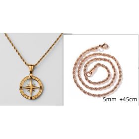 Stainless Steel Compass Circular Necklace (Option: Gold hollow rose gold)