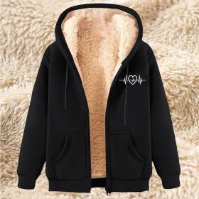 Men's Fleece Hoodie With Fleece Lining, Thick And Warm For Winter, Lamb Fleece For Autumn And Winter (Option: 21 Black-L)