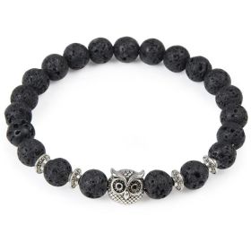 Natural Stone Owl Head Yoga Bracelet (Option: 1-Volcanic stone)