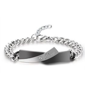 Couple Cross-design Bracelet (Option: Black tail chain)
