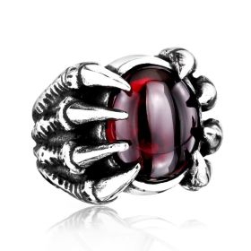 Men's Vintage Personality Titanium Steel Inlaid Zircon Ring (Option: Ruby 10)