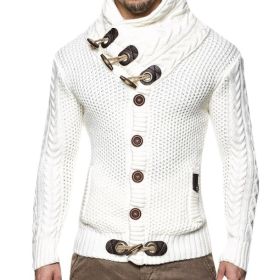 Knitted Jacket With High Collar Buttons (Option: White-S)