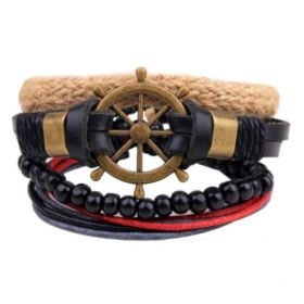 Leather Bracelet Men Multilayer Bead Bracelet Punk Wrap Bracelets for Women Vintage punk Men Jewelry (Option: 9)