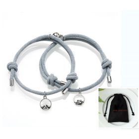 Hand-Woven Ancient Silver Love Vows Magnet Lovers Bracelet (Option: Grey)