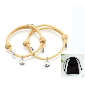 Hand-Woven Ancient Silver Love Vows Magnet Lovers Bracelet (Option: beige)
