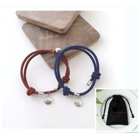 Hand-Woven Ancient Silver Love Vows Magnet Lovers Bracelet (Option: Blue wine red)