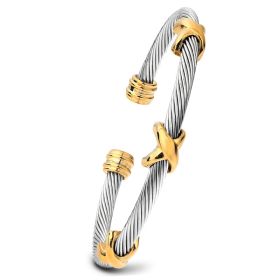 Trendy Titanium Steel Individual Twist Opening Adjustable Steel Wire Wild Bracelet (Option: Golden)