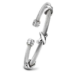 Trendy Titanium Steel Individual Twist Opening Adjustable Steel Wire Wild Bracelet (Option: Steel Color)