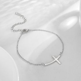 Simple Cross Bend Bracelet (Option: Steel Color)