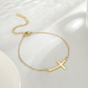 Simple Cross Bend Bracelet (Option: Gold)