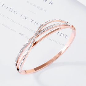 Personalized Fashion Geometric Diamond-Studded Titanium Steel Bracelet, Real Gold In The Rose Gold Furnace, No Fading Bracelet (Option: Rose Gold)