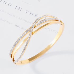 Personalized Fashion Geometric Diamond-Studded Titanium Steel Bracelet, Real Gold In The Rose Gold Furnace, No Fading Bracelet (Option: Golden)